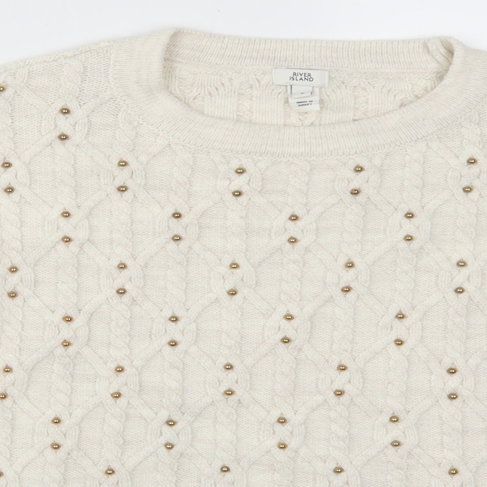 River Island Womens White   Pullover Jumper Size S