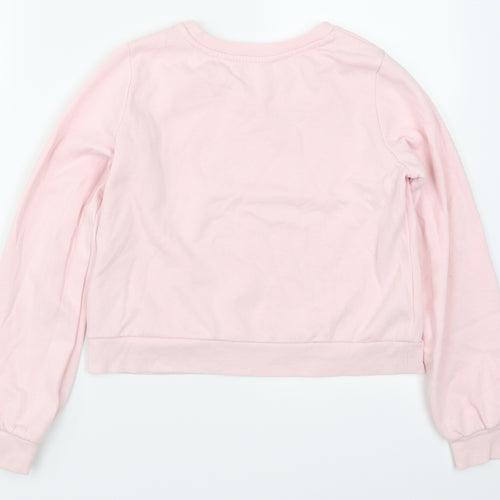 H&M Girls Pink   Pullover Sweatshirt Size 11-12 Years  - Glitter Chaser Dinosaur