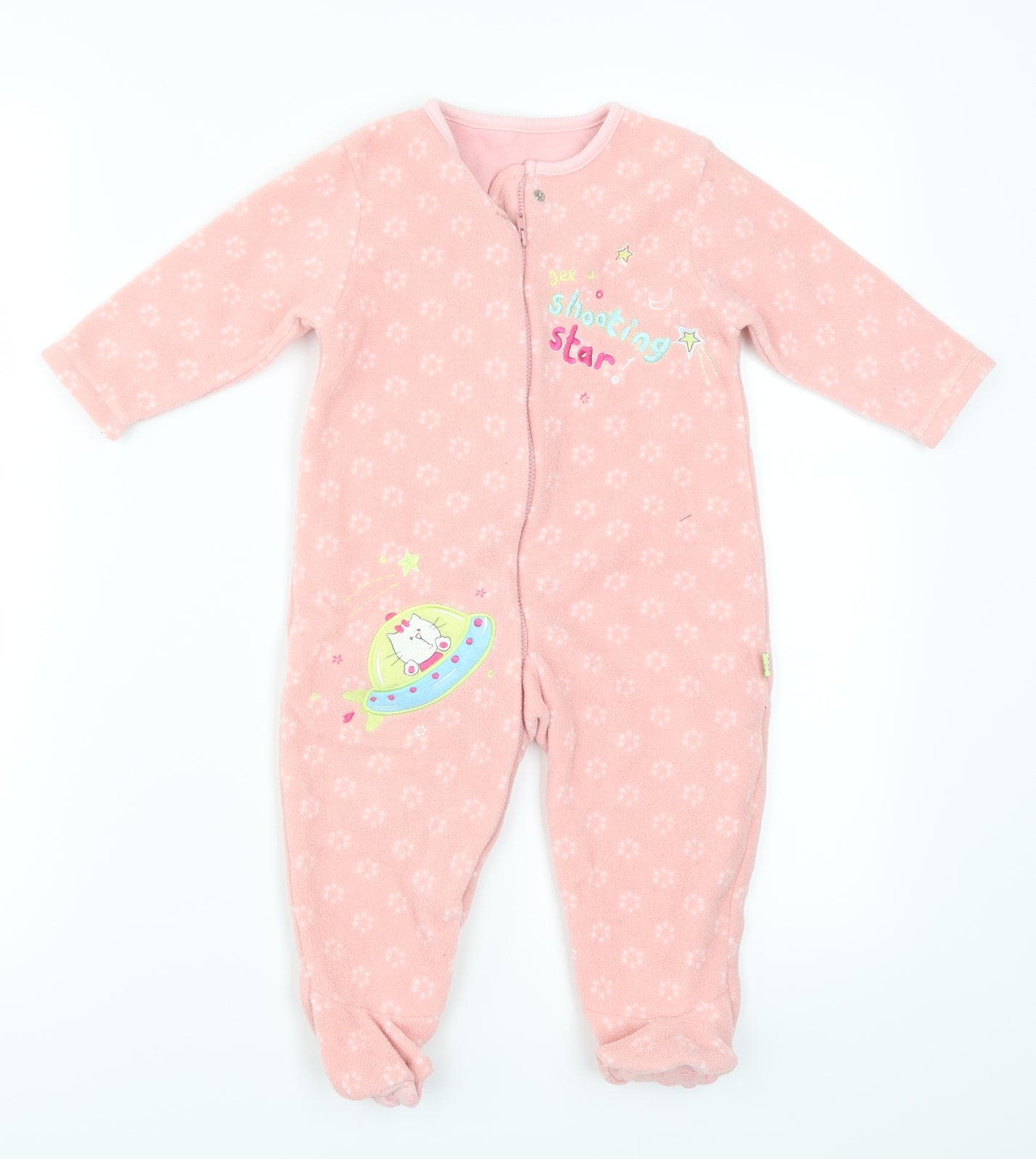 Mothercare Girls Pink Geometric  Cami One Piece Size 9-12 Months  - Shooting Star Cat Ufo