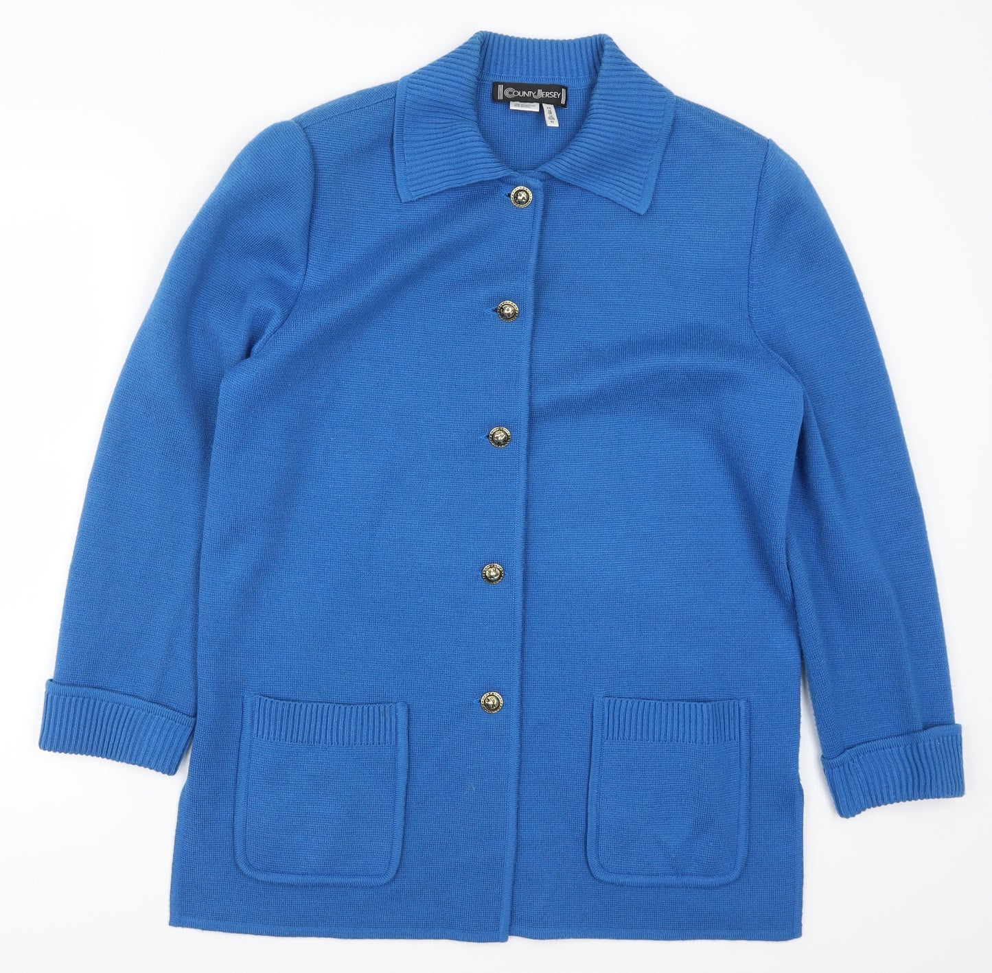 Country Jersey Womens Blue   Cardigan Jumper Size 16
