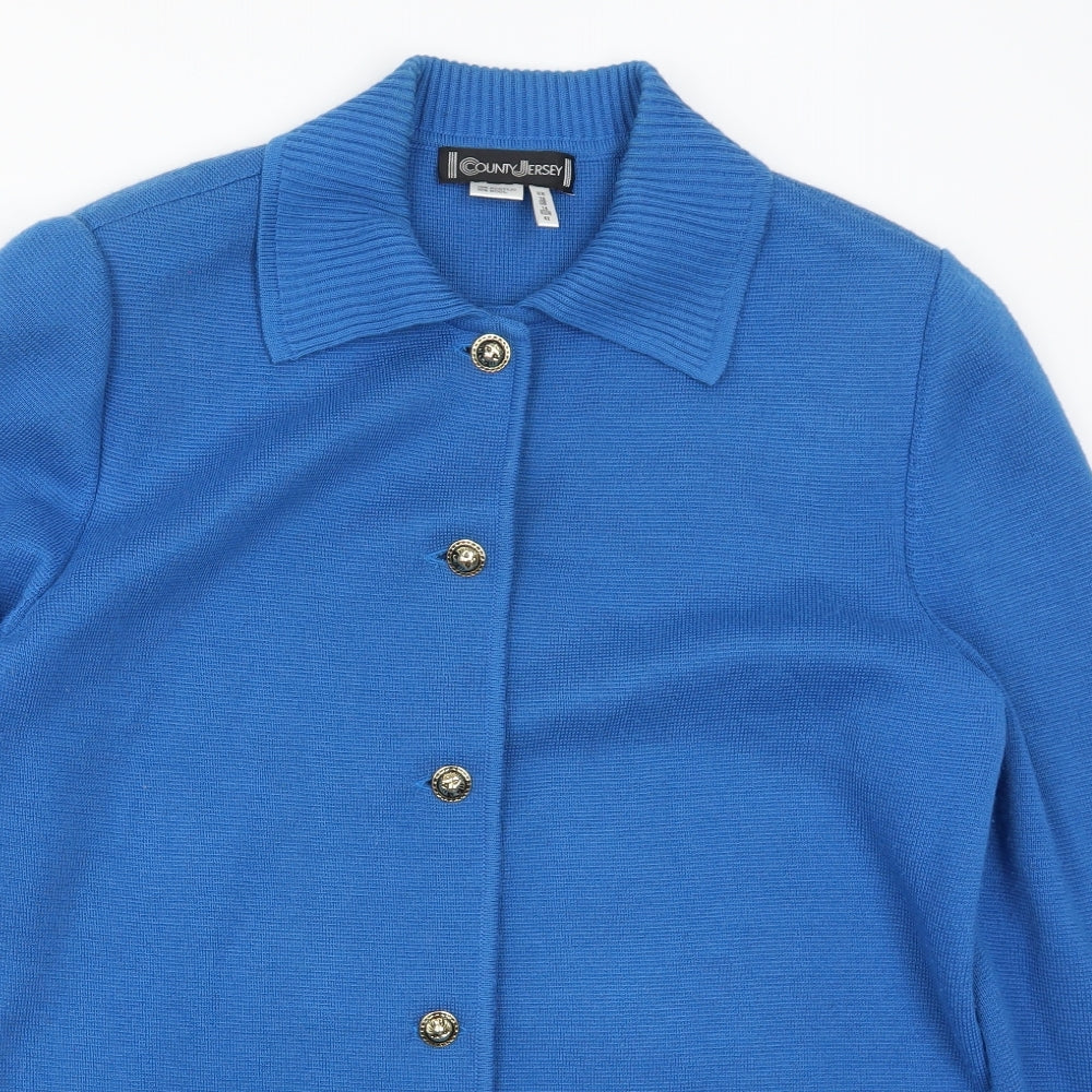 Country Jersey Womens Blue   Cardigan Jumper Size 16