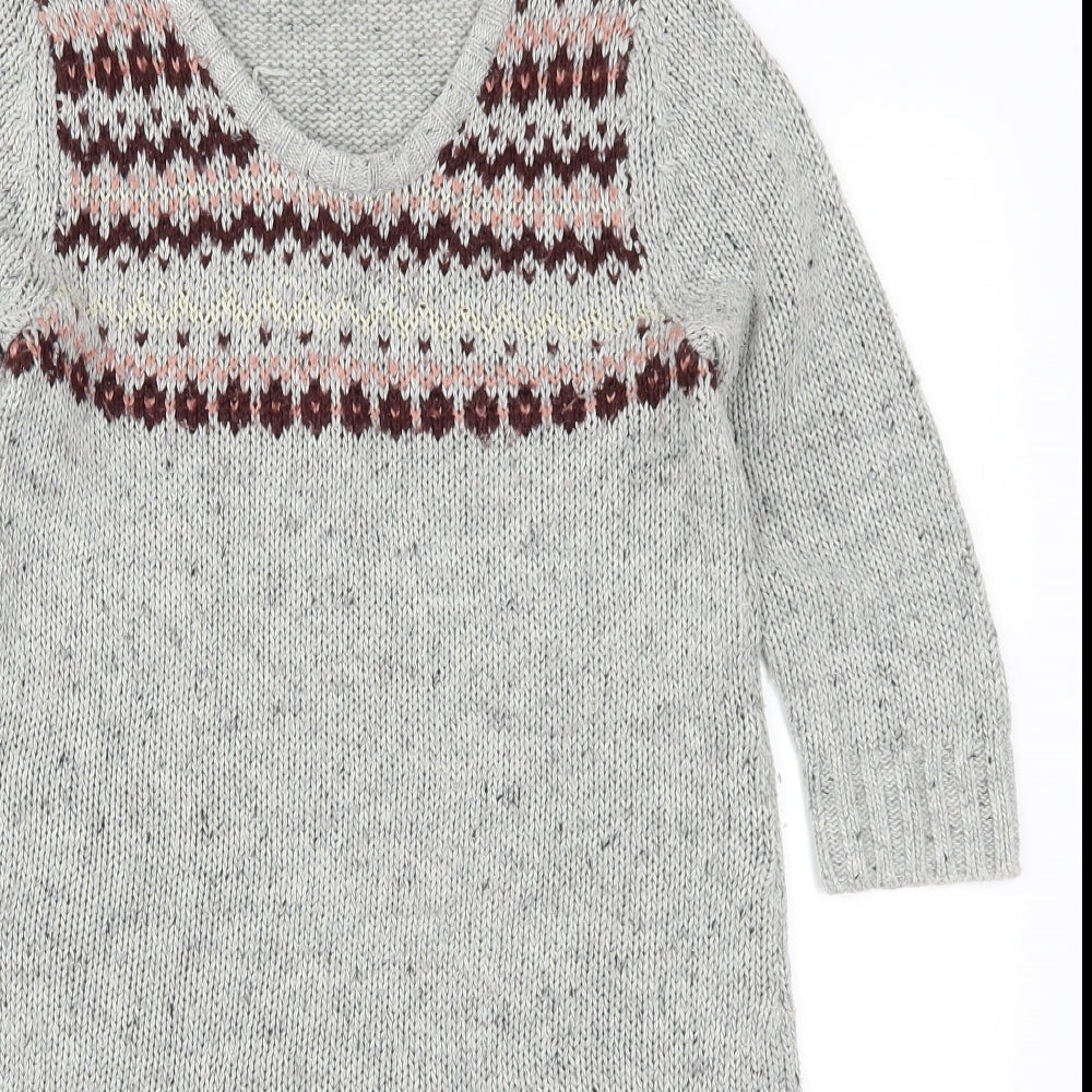 F&F Womens Grey Geometric Knit Jumper Dress  Size 10