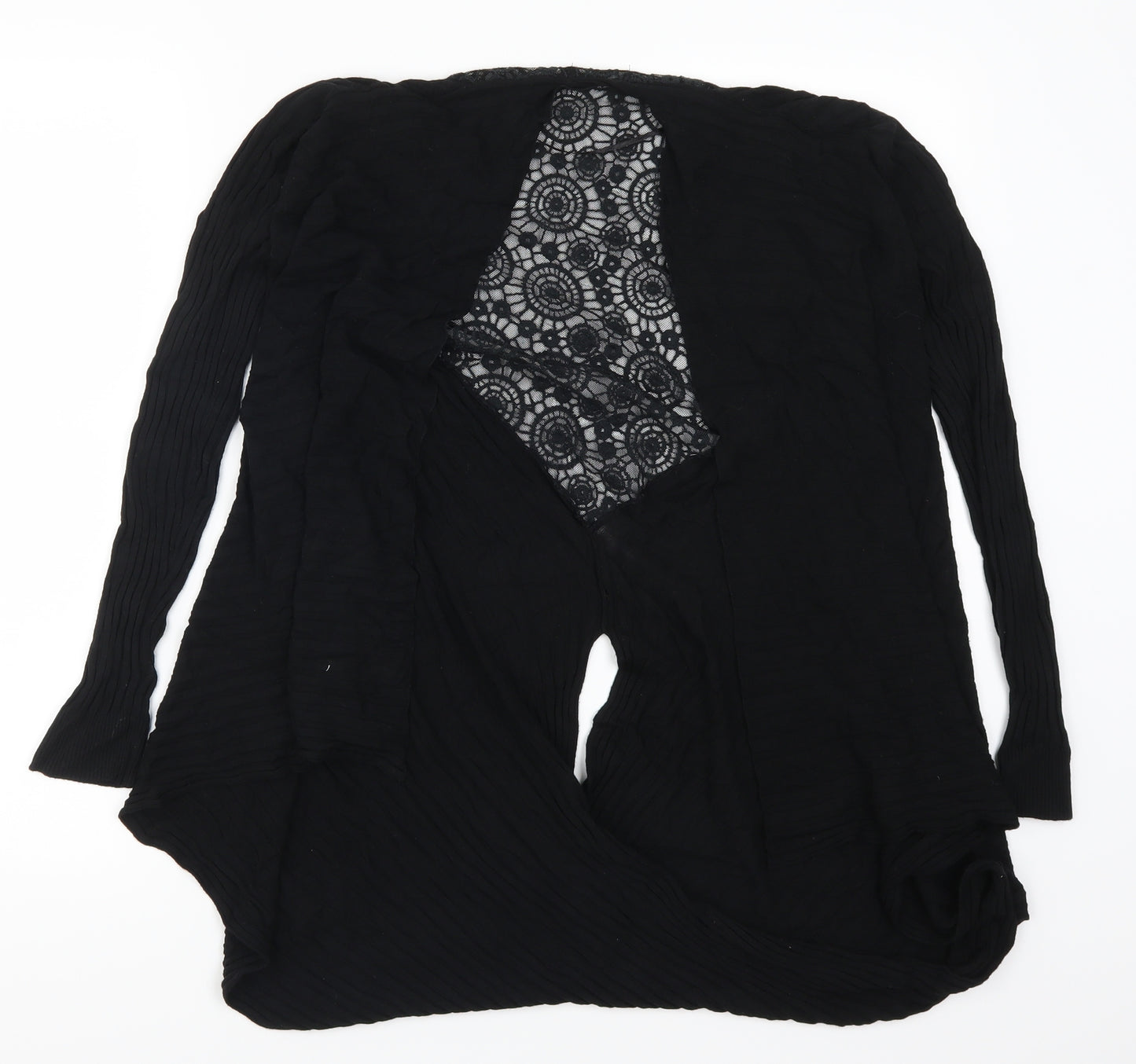 Preworn Womens Black  Lace Cardigan Jumper Size 12