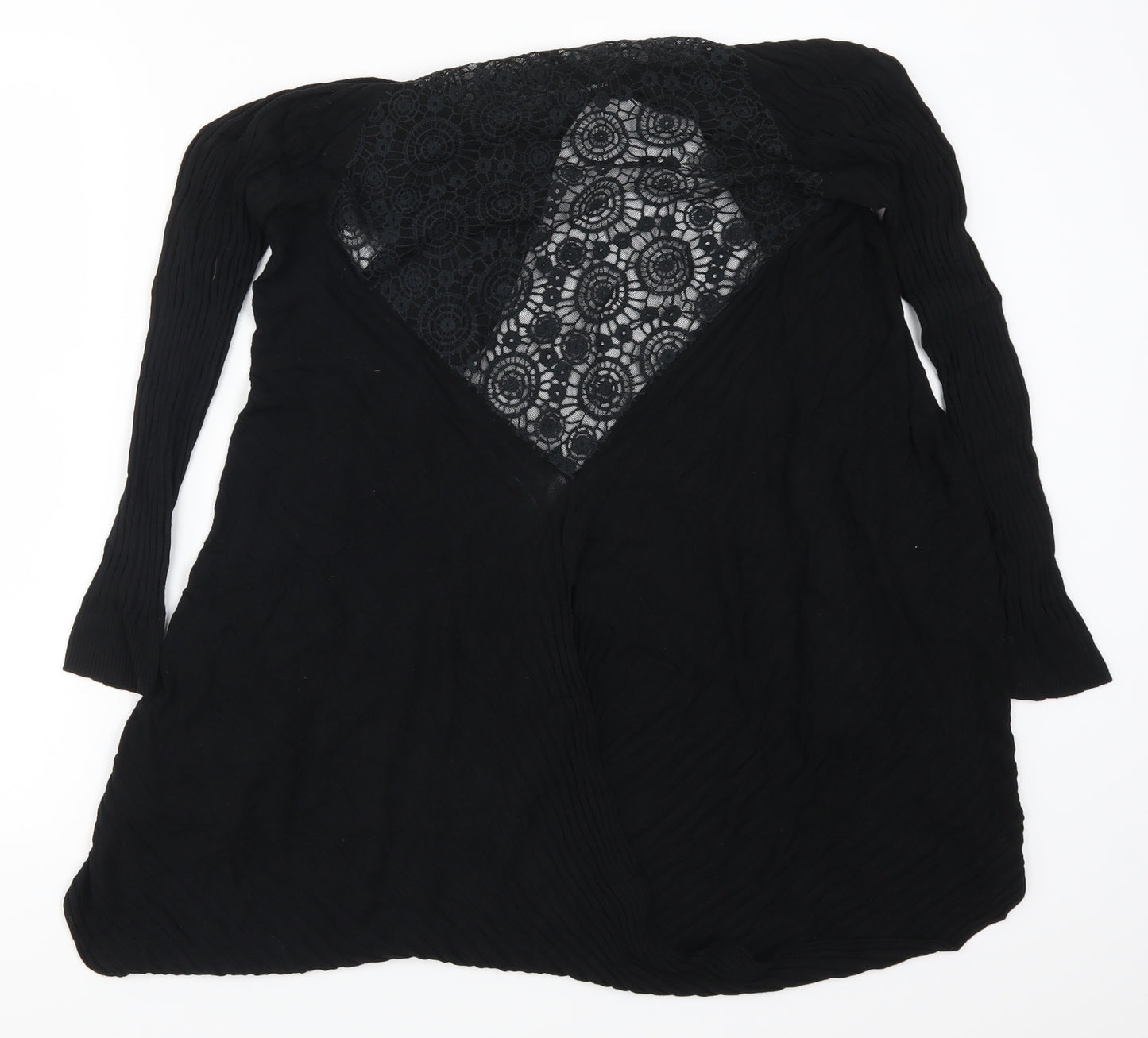 Preworn Womens Black  Lace Cardigan Jumper Size 12