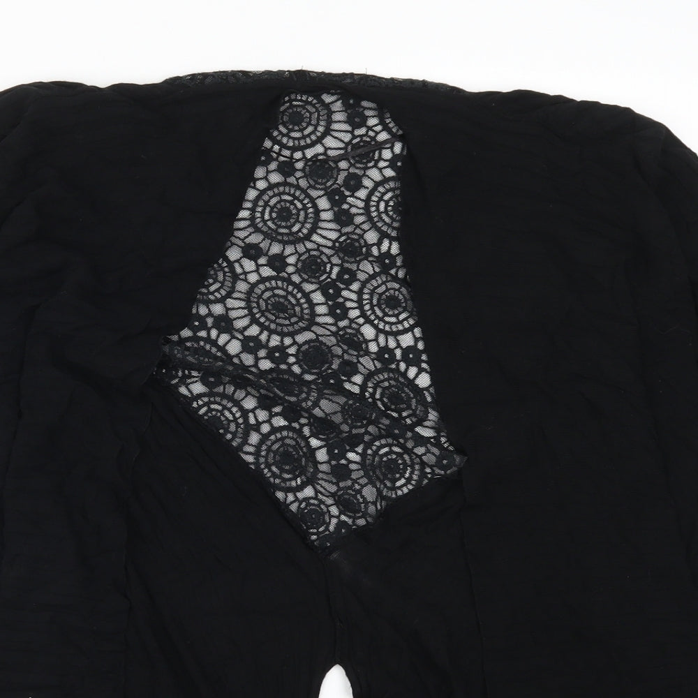 Preworn Womens Black  Lace Cardigan Jumper Size 12
