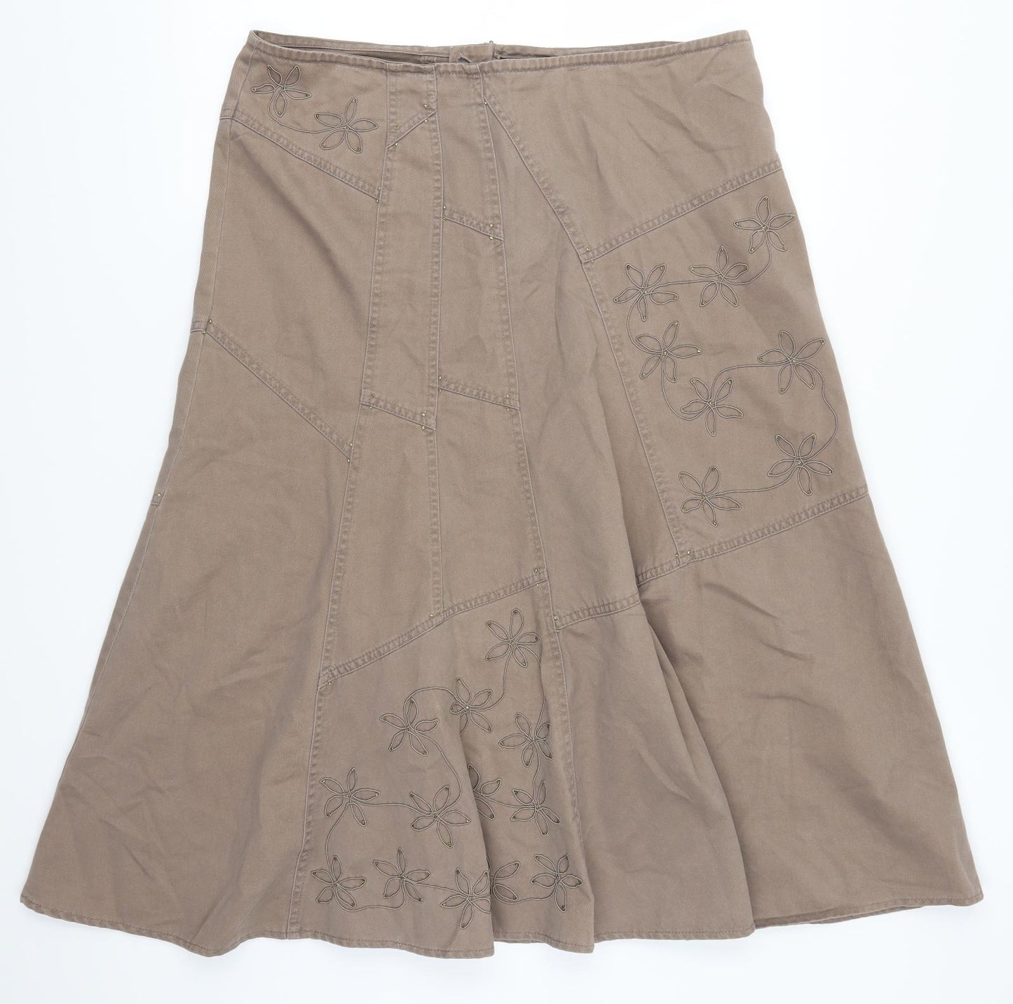 Wallis Womens Brown Floral  A-Line Skirt Size 16