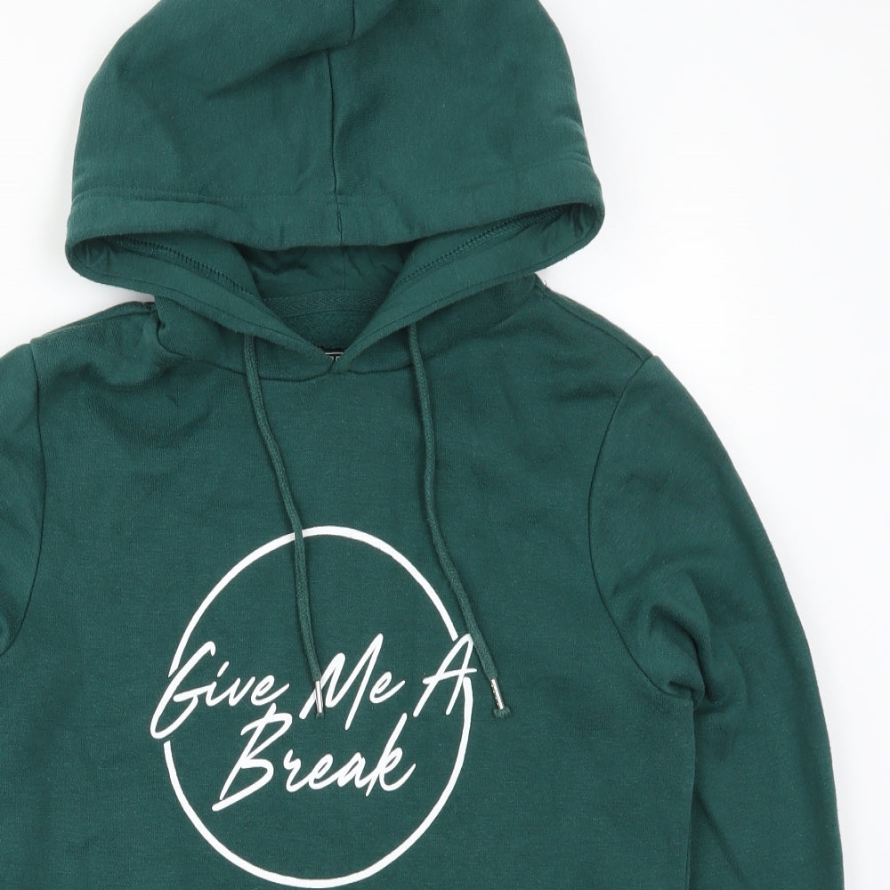 Primark Womens Green   Pullover Hoodie Size 6  - Give Me a Break