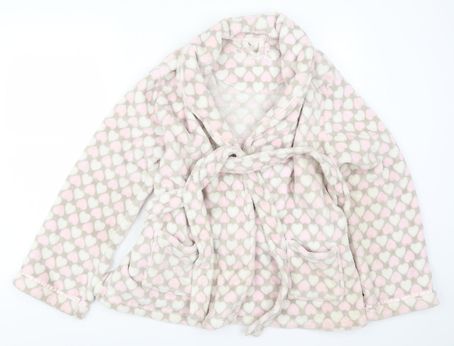Sorbet Womens Beige Geometric  Kimono Robe Size 10  - Love Hearts
