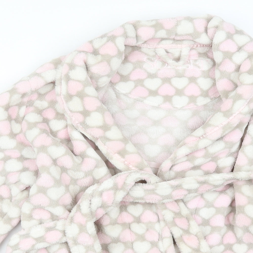 Sorbet Womens Beige Geometric  Kimono Robe Size 10  - Love Hearts