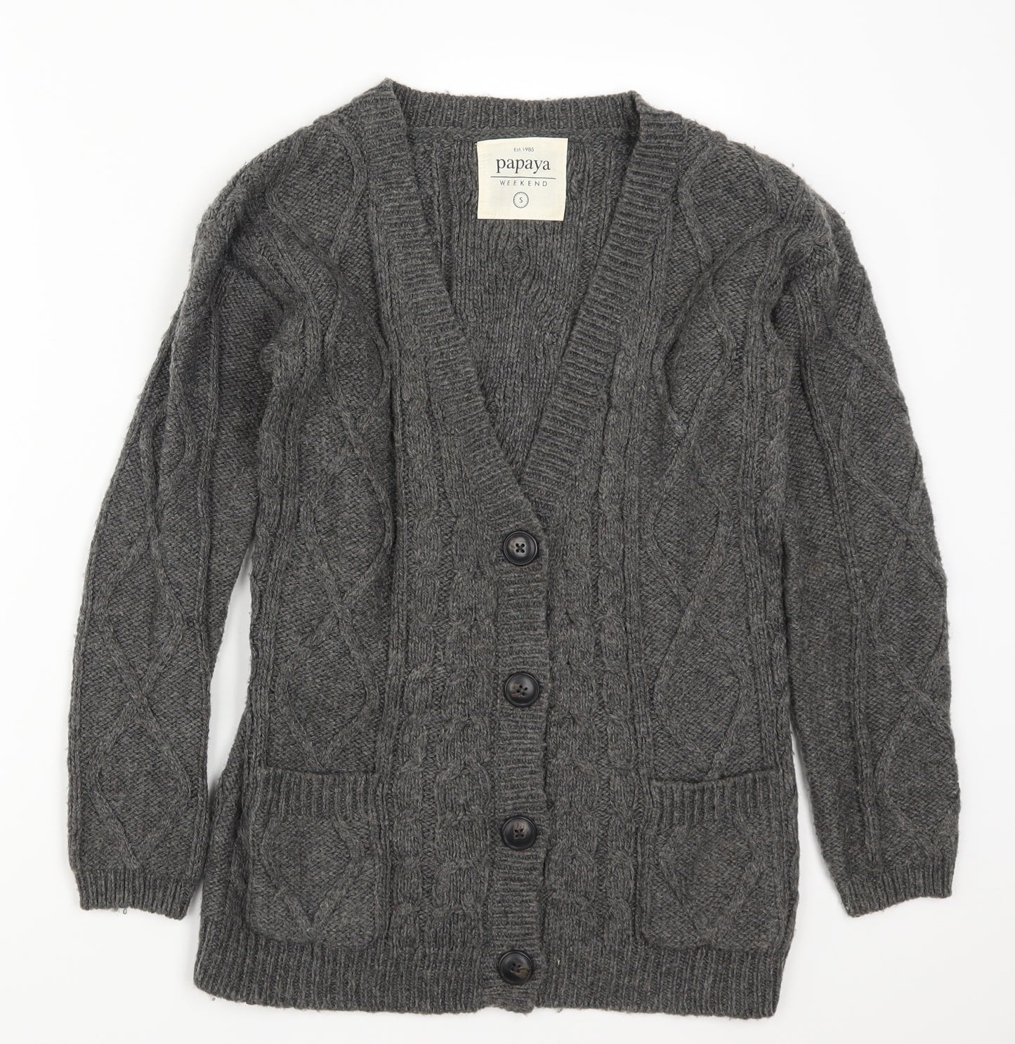 Papaya Womens Grey   Cardigan Jumper Size S