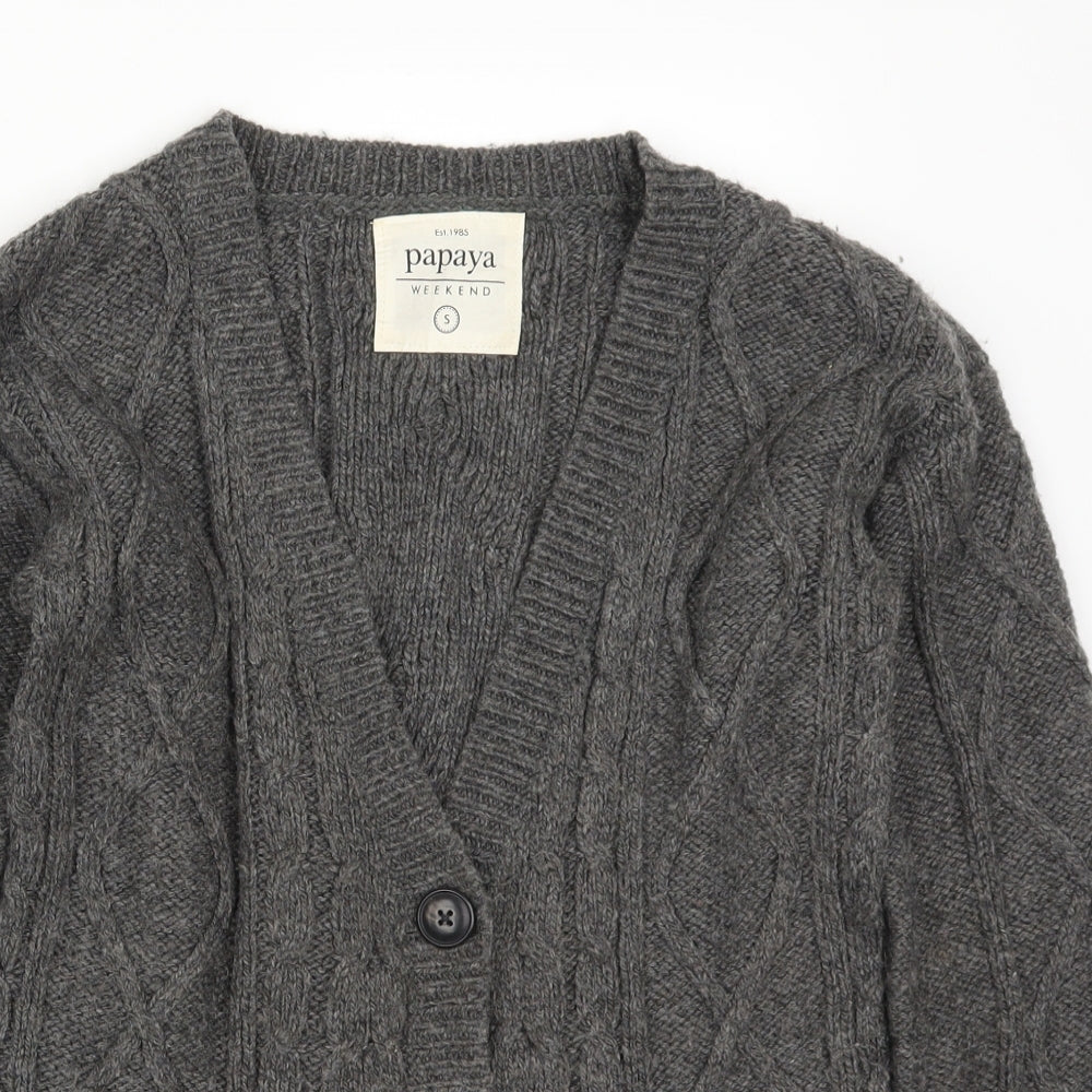Papaya Womens Grey   Cardigan Jumper Size S