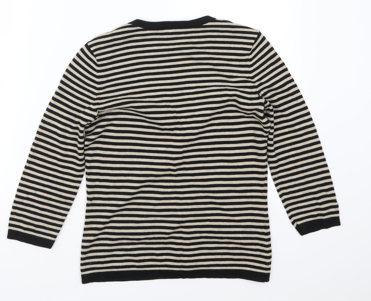Laura Ashley Womens Beige Striped  Cardigan Jumper Size 10