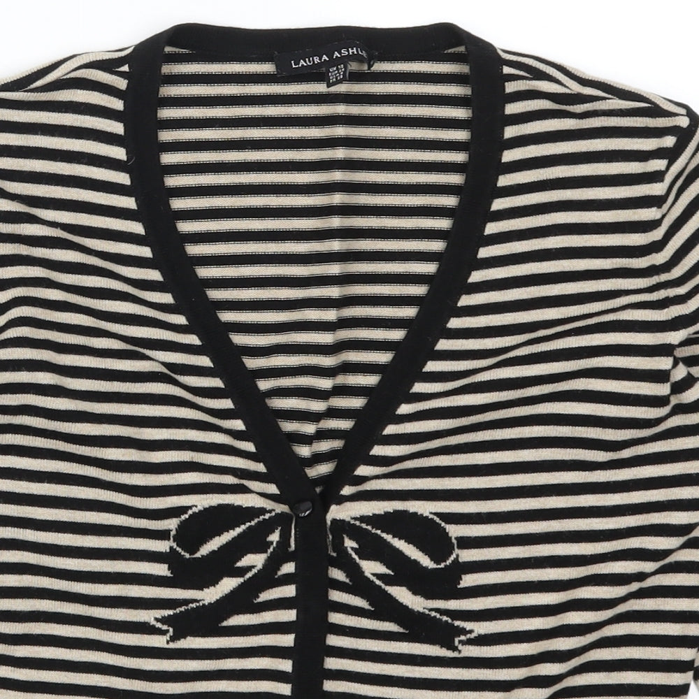 Laura Ashley Womens Beige Striped  Cardigan Jumper Size 10