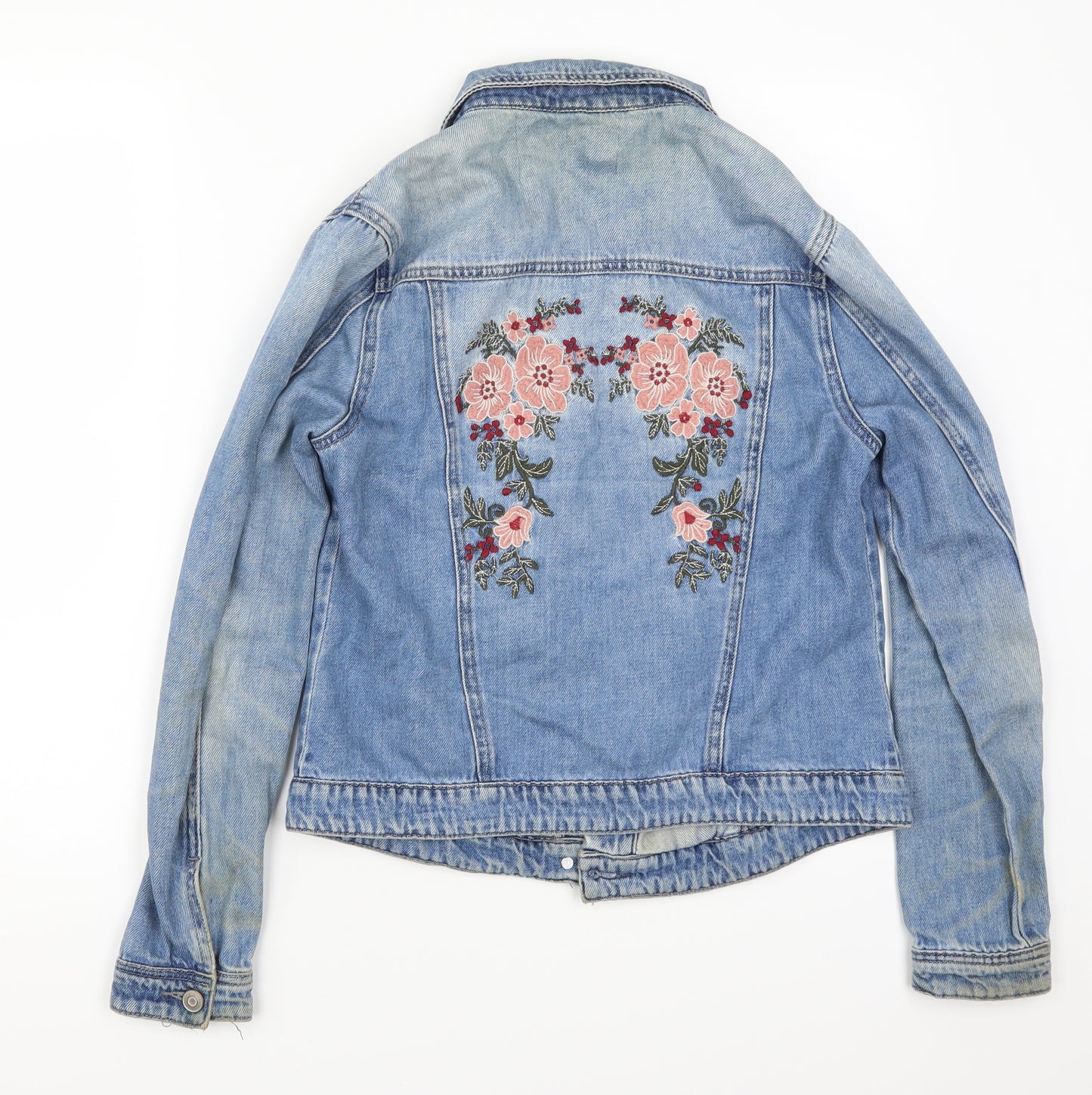TU Womens Blue Floral Denim Jacket  Size 6