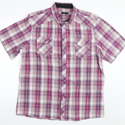 F&F Mens Purple Check   Button-Up Size 2XL