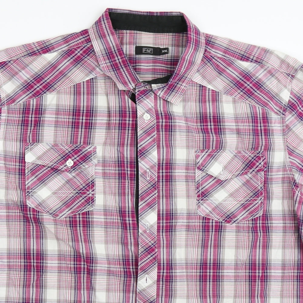 F&F Mens Purple Check   Button-Up Size 2XL