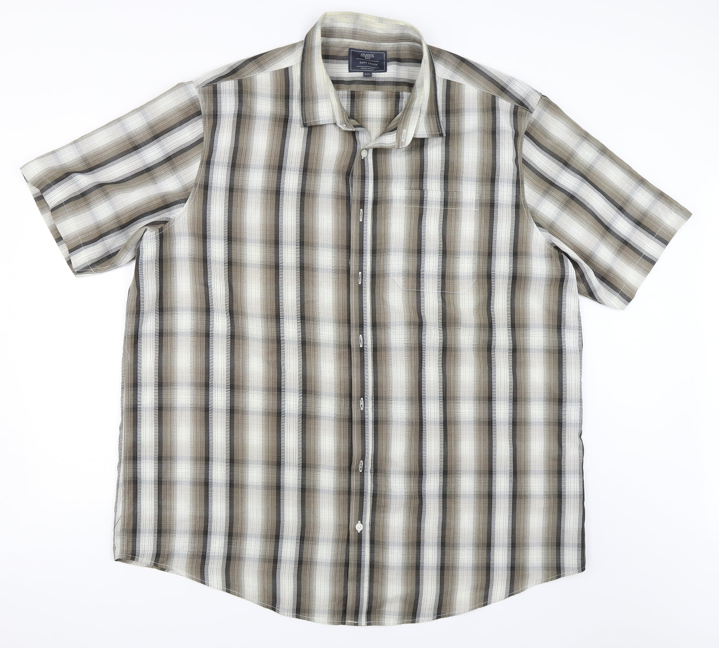BHS Mens Beige Check   Button-Up Size 2XL