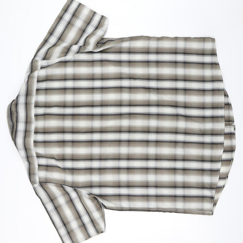 BHS Mens Beige Check   Button-Up Size 2XL