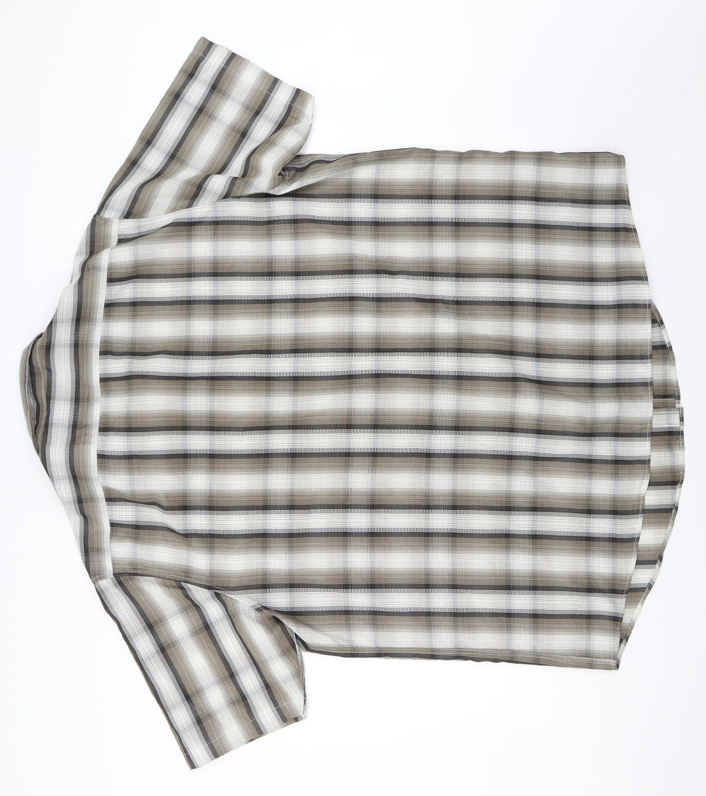 BHS Mens Beige Check   Button-Up Size 2XL