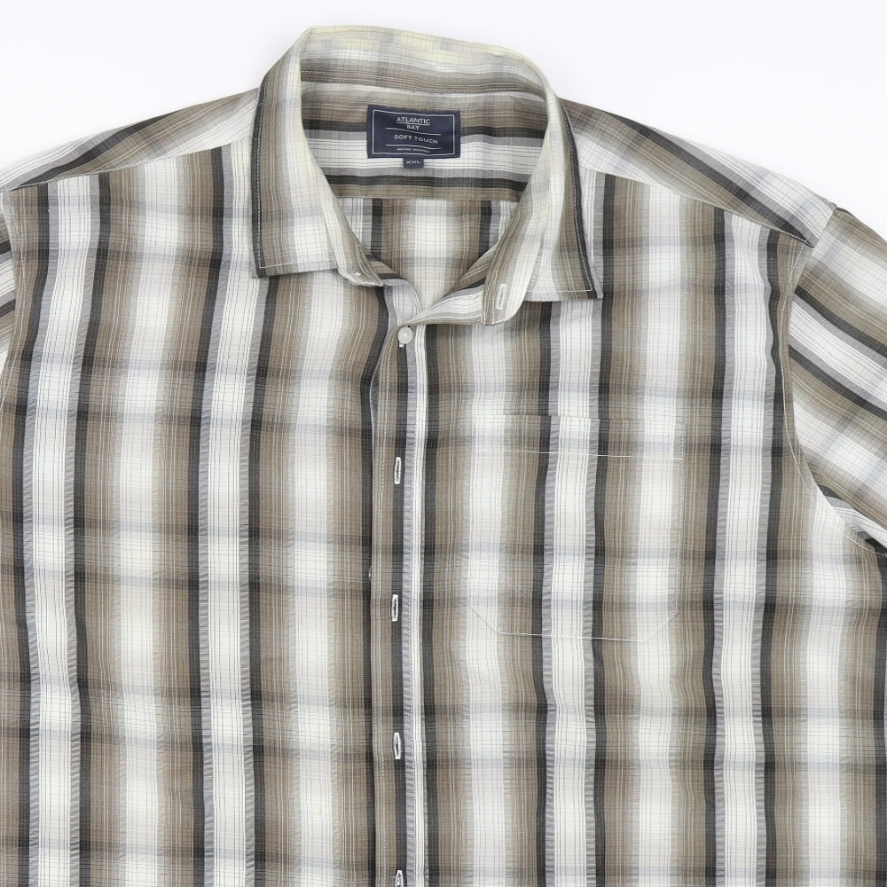 BHS Mens Beige Check   Button-Up Size 2XL