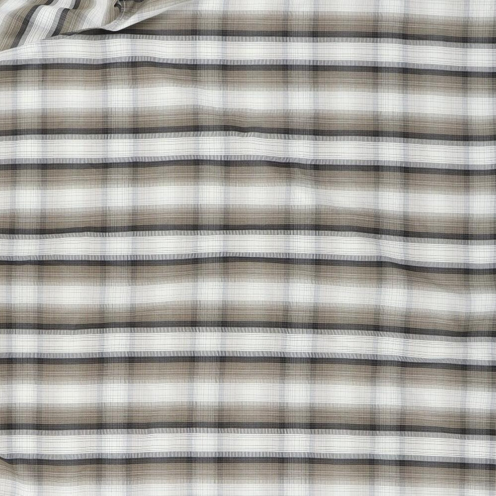 BHS Mens Beige Check   Button-Up Size 2XL