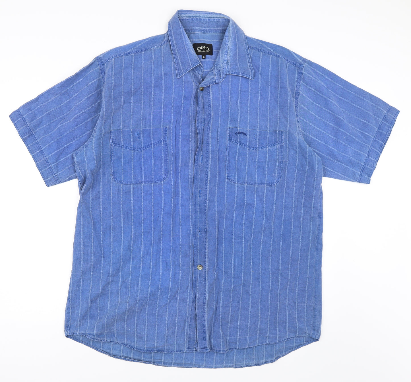Camel Collection Mens Blue  Denim  Button-Up Size XL