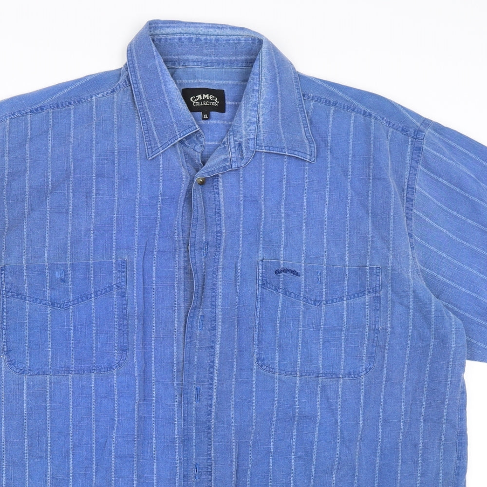 Camel Collection Mens Blue  Denim  Button-Up Size XL
