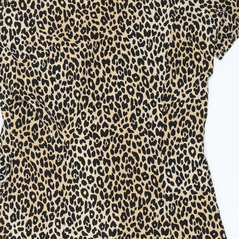 H&M Womens Beige Animal Print  Fit & Flare  Size 16