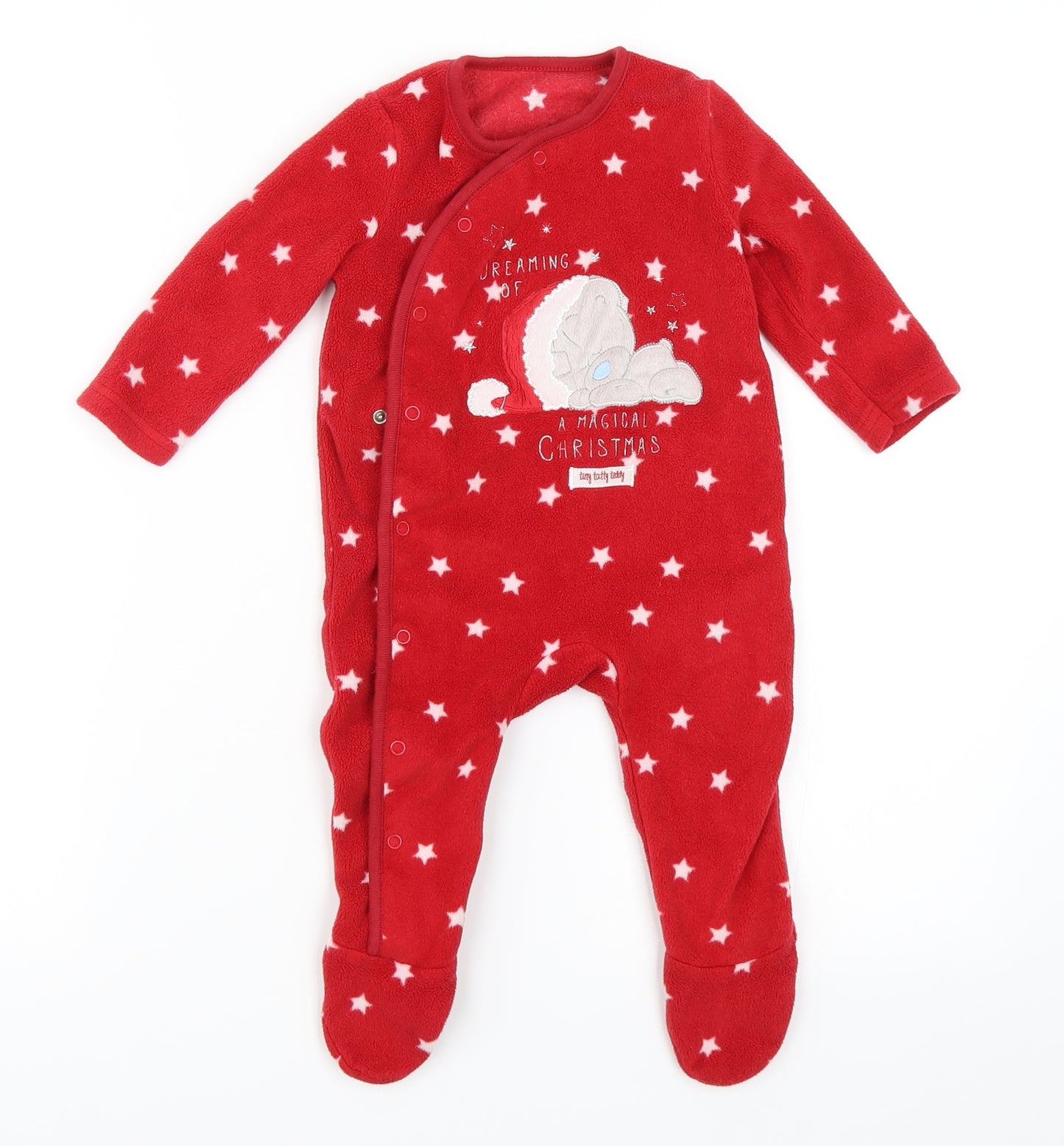 George Girls Red  Fleece Babygrow One-Piece Size 6-9 Months  - Tatty teddy