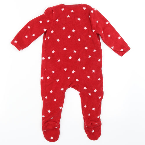 George Girls Red  Fleece Babygrow One-Piece Size 6-9 Months  - Tatty teddy