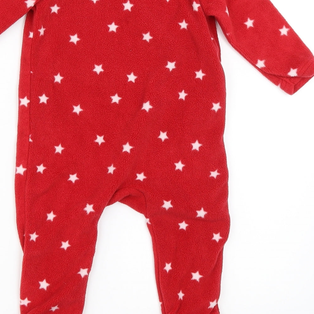 George Girls Red  Fleece Babygrow One-Piece Size 6-9 Months  - Tatty teddy