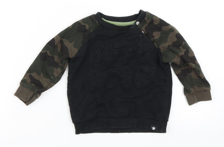 Fred & Flo Boys Black   Pullover Jumper Size 6-9 Months