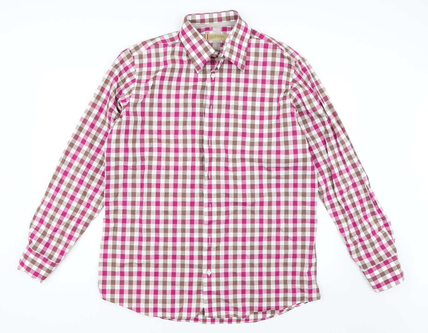 Marks and Spencer Mens Pink Check   Button-Up Size L