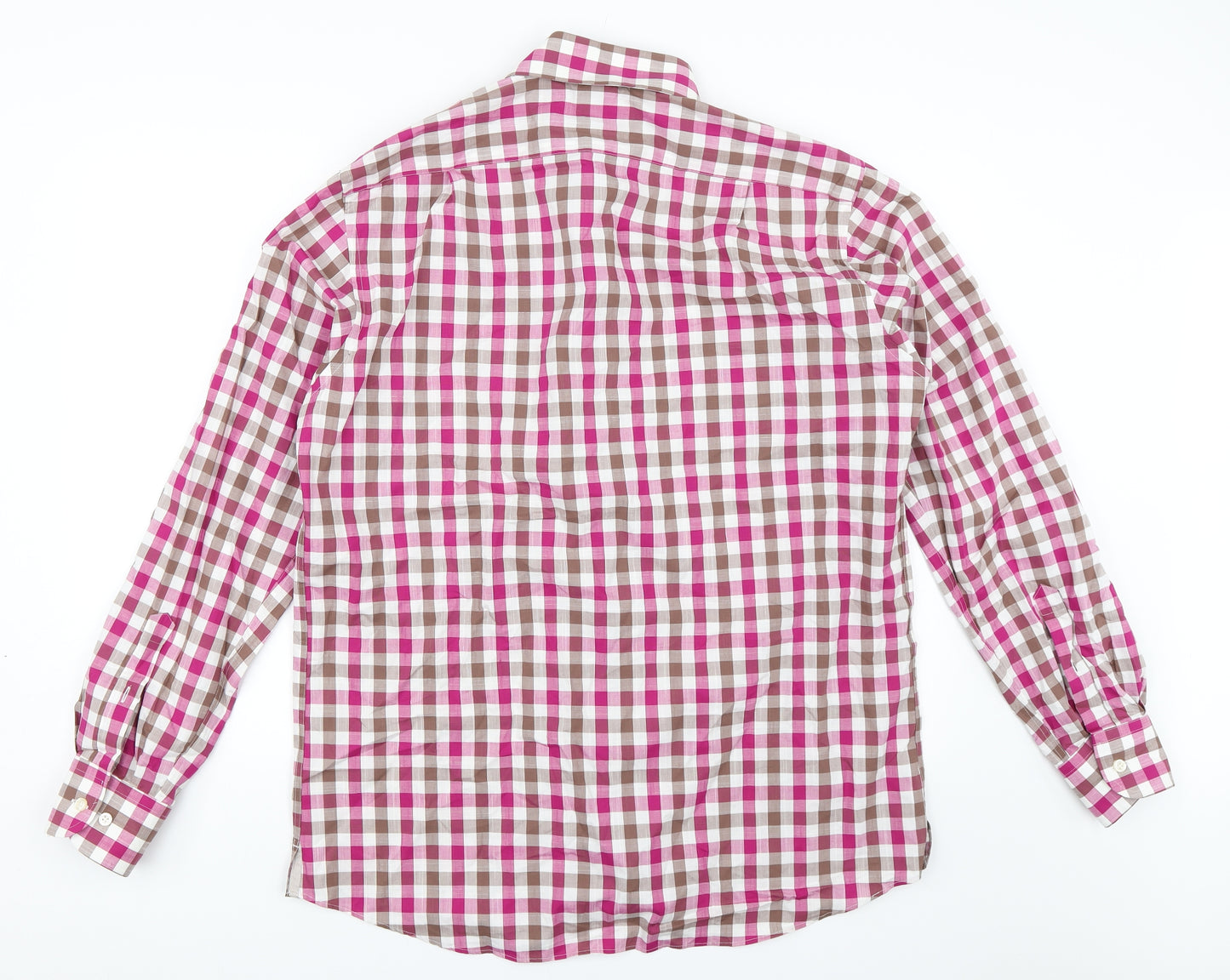 Marks and Spencer Mens Pink Check   Button-Up Size L