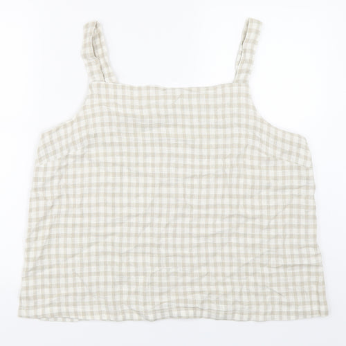Papaya Womens Beige Check  Basic Blouse Size 18