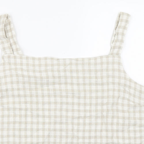 Papaya Womens Beige Check  Basic Blouse Size 18