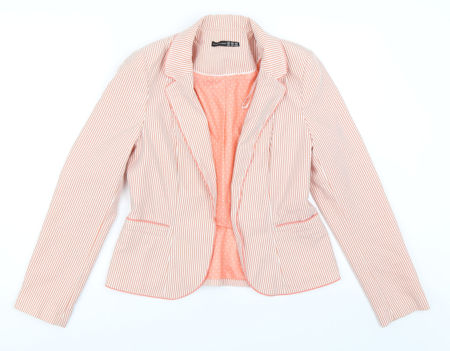 Atmosphere Womens Orange Striped  Jacket Blazer Size 10