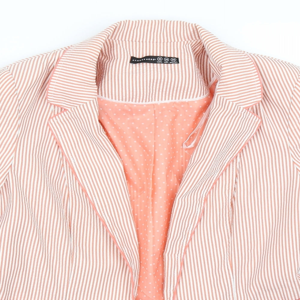 Atmosphere Womens Orange Striped  Jacket Blazer Size 10