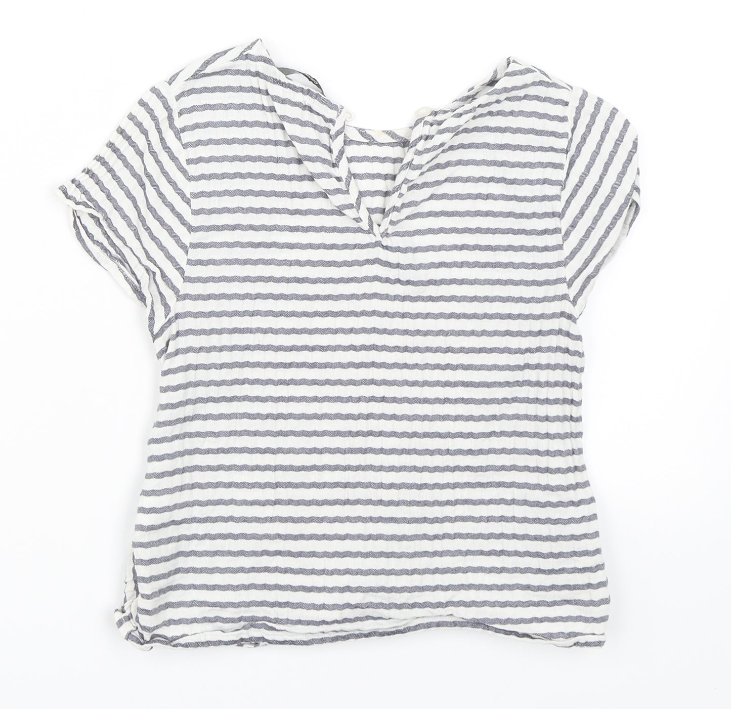 George Girls White Striped  Basic T-Shirt Size 6-7 Years