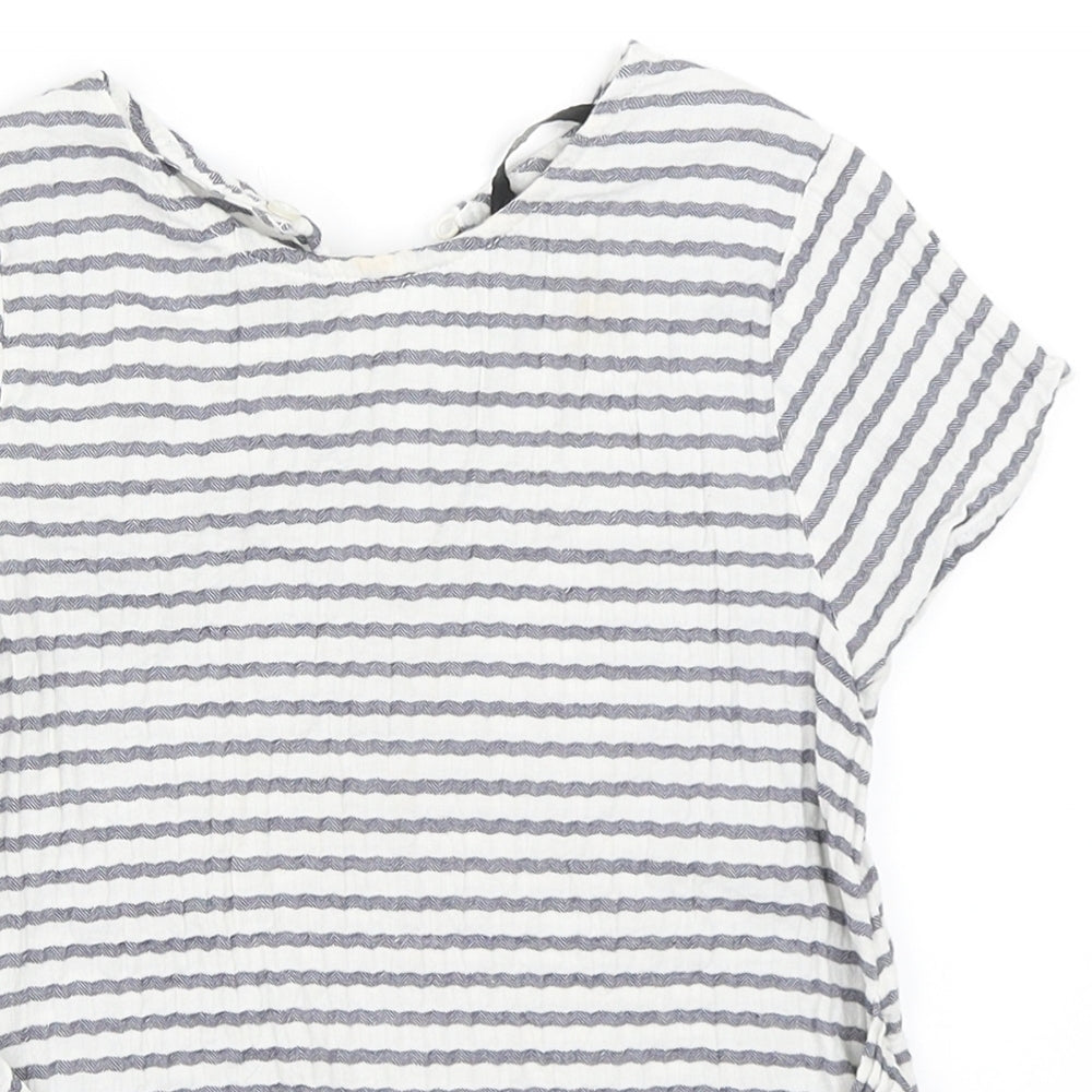 George Girls White Striped  Basic T-Shirt Size 6-7 Years