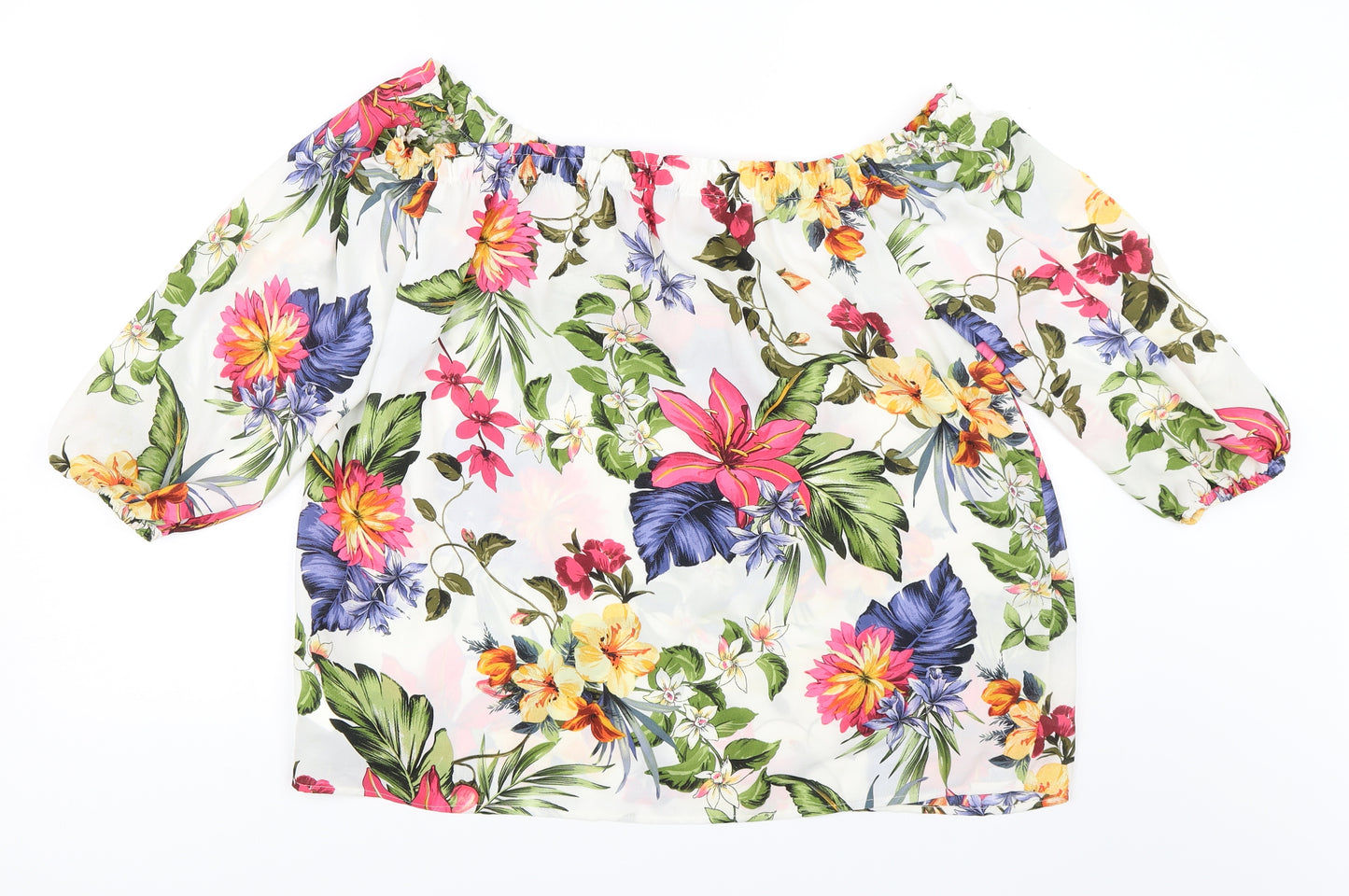 F&F Womens Ivory Floral  Basic Blouse Size 18