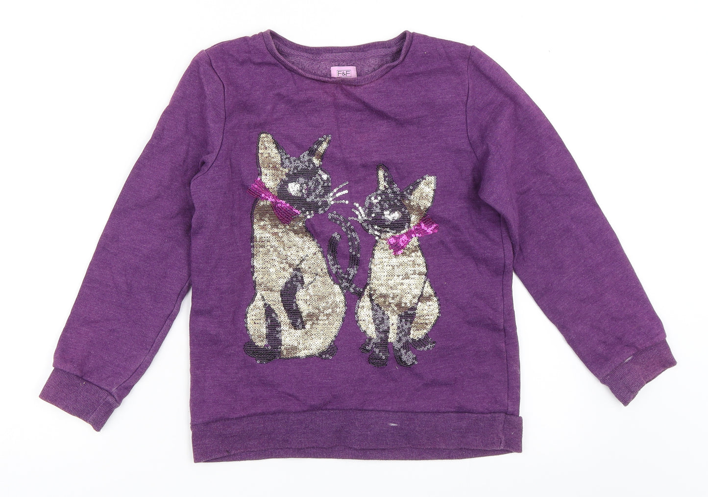 F&F Girls Purple   Pullover Sweatshirt Size 9-10 Years
