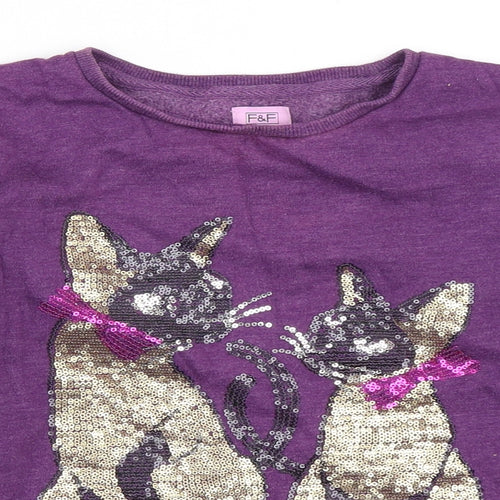 F&F Girls Purple   Pullover Sweatshirt Size 9-10 Years