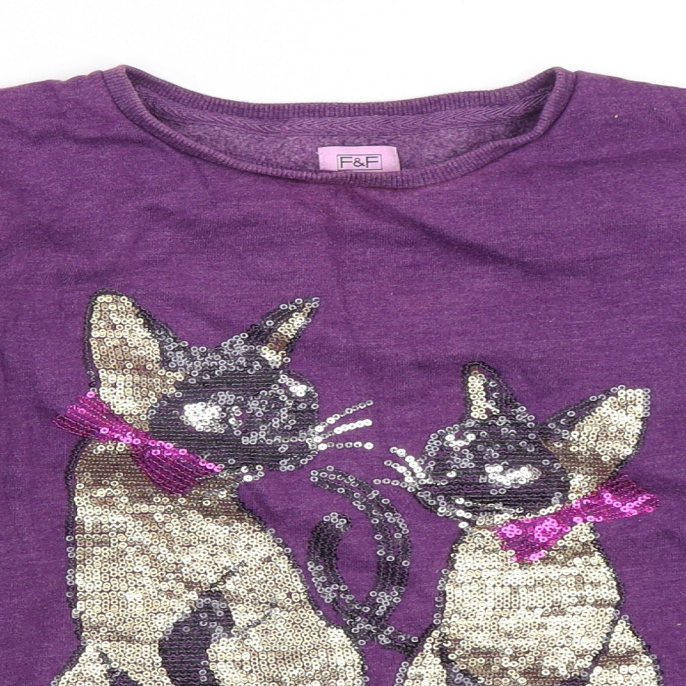 F&F Girls Purple   Pullover Sweatshirt Size 9-10 Years