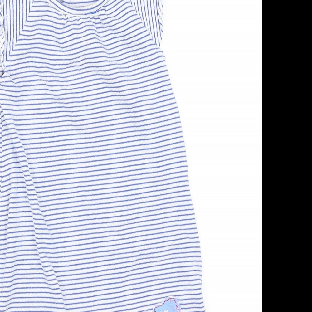 Maine New England Girls Blue Striped  Babygrow One-Piece Size 9-12 Months