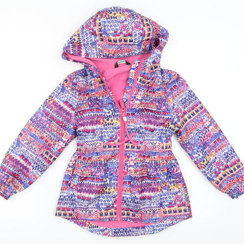George Girls Pink Geometric  Parka Coat Size 6-7 Years