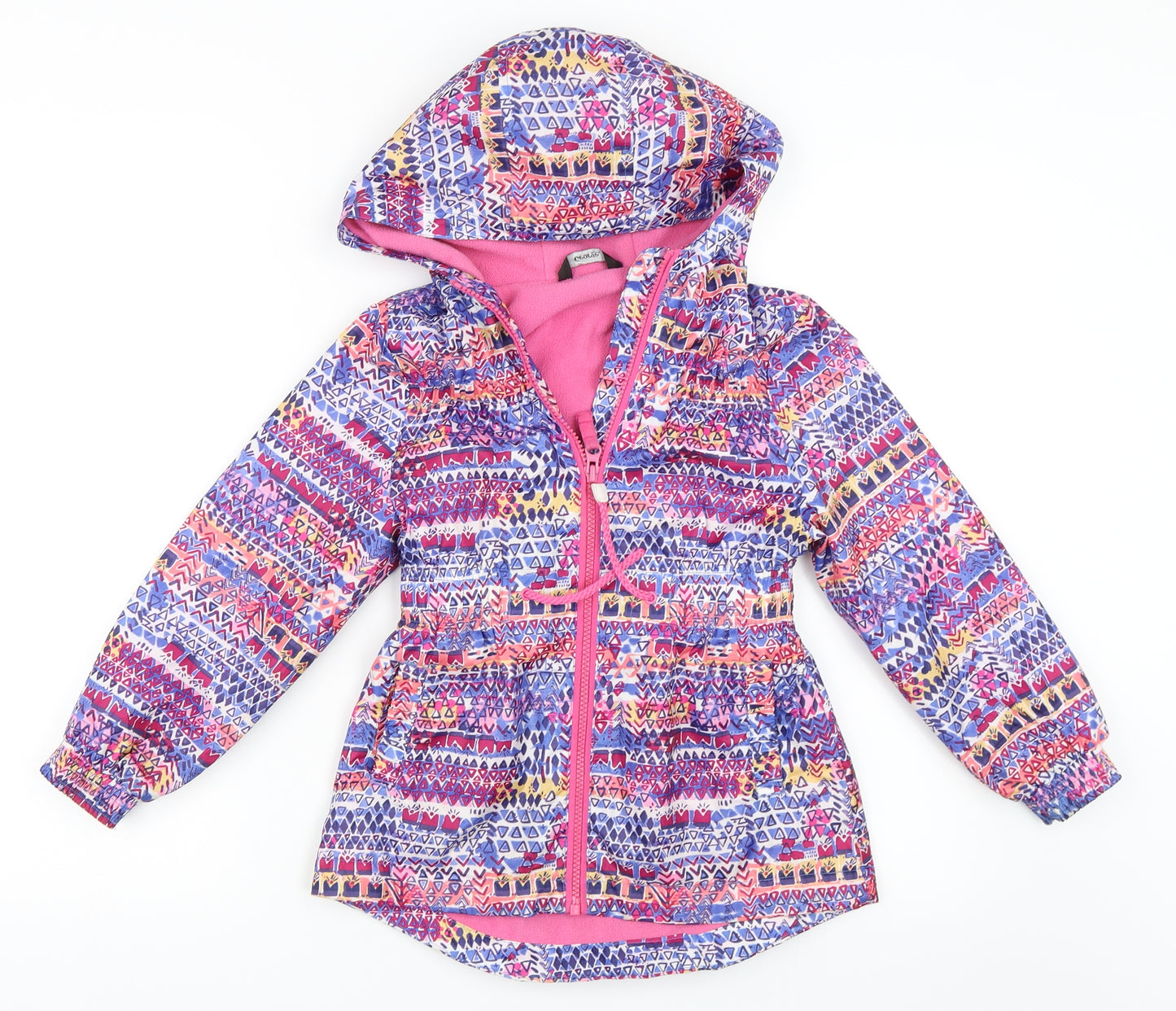 George Girls Pink Geometric  Parka Coat Size 6-7 Years