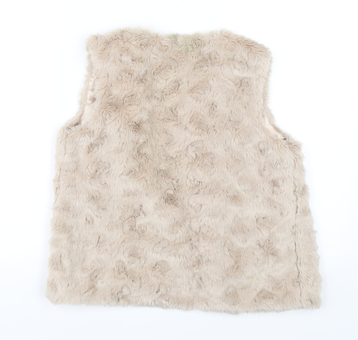 Marks and Spencer Girls Beige   Jacket Waistcoat Size 11-12 Years  - Faux Fur Gilet