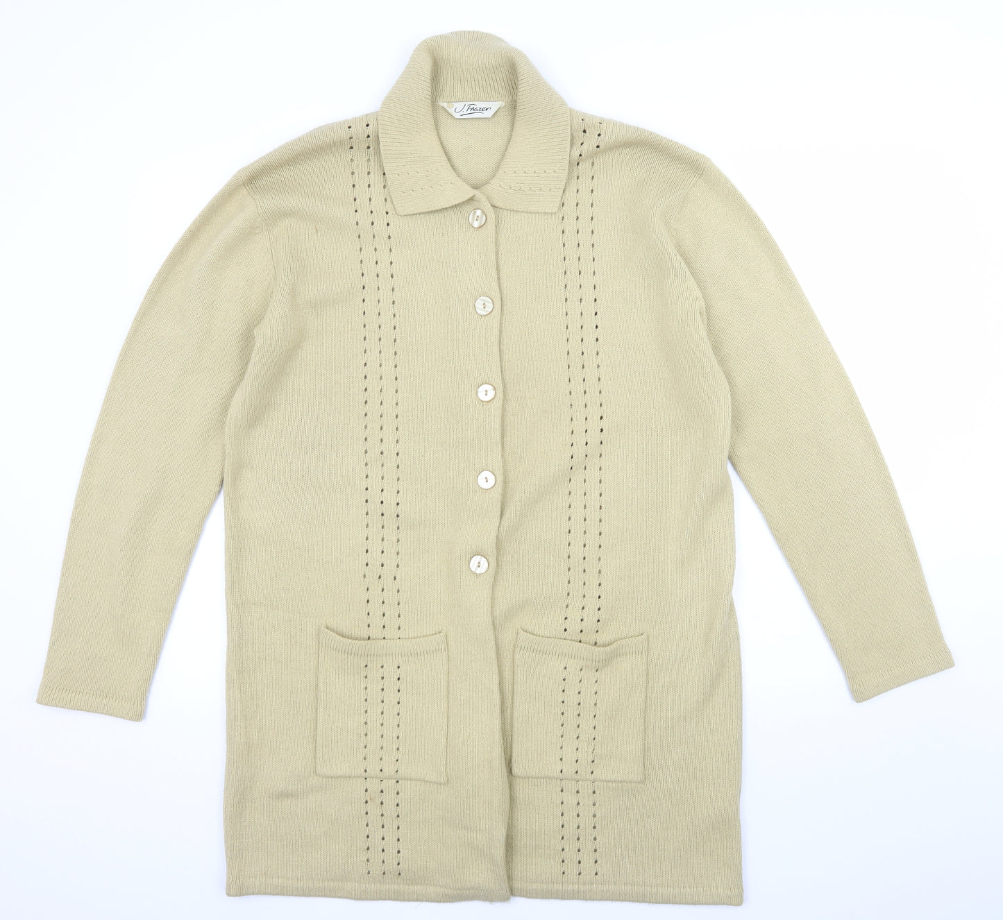 J.Frazer Womens Beige  Knit Cardigan Jumper Size 14