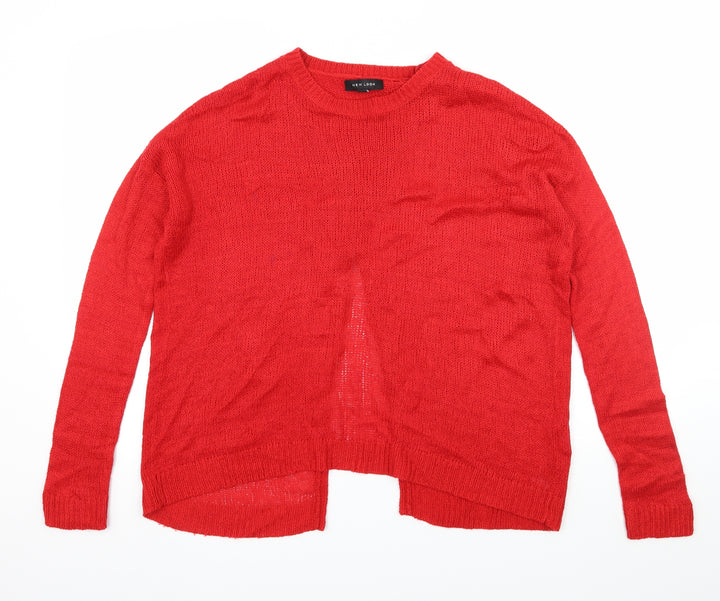 New Look Womens Red  Knit Pullover Jumper Size S  - Open Back